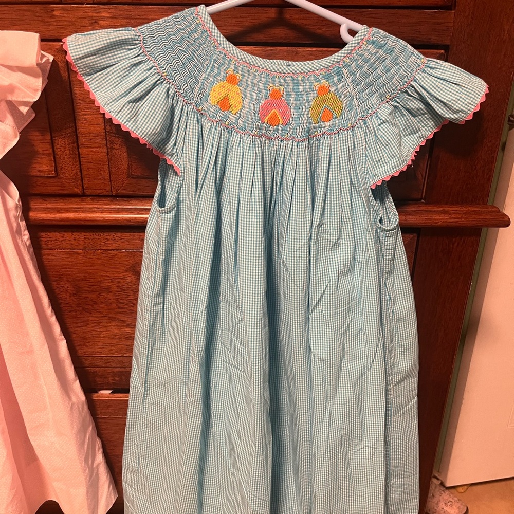 Beautiful girl dress color blue with white